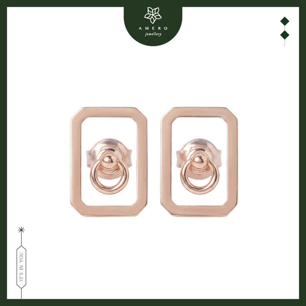 Anting Emas Rose Gold 17K Leora LE-02 Amero Jewellery