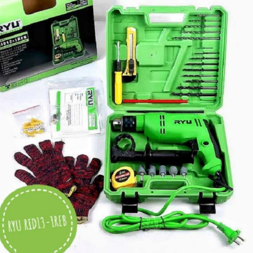 Mesin bor RYU 10 MM / 13MM Mesin Bor Besi & Kayu Bor dilengkapi variable speed / speed control mesin