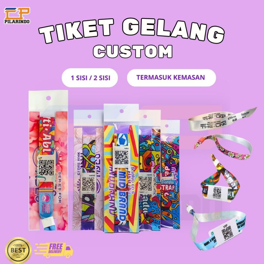Gelang Tiket Lanyard Custom Termasuk Kemasan Tiket Gelang Konser Event Kpop