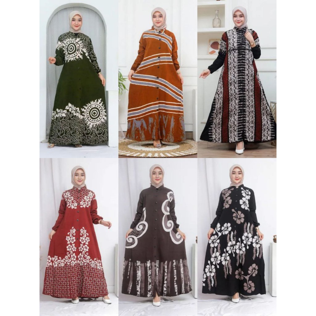 GAMIS TWILL RAYON CAP MALAMAN MOTIF TERBARU BUSUI KANCING DEPAN