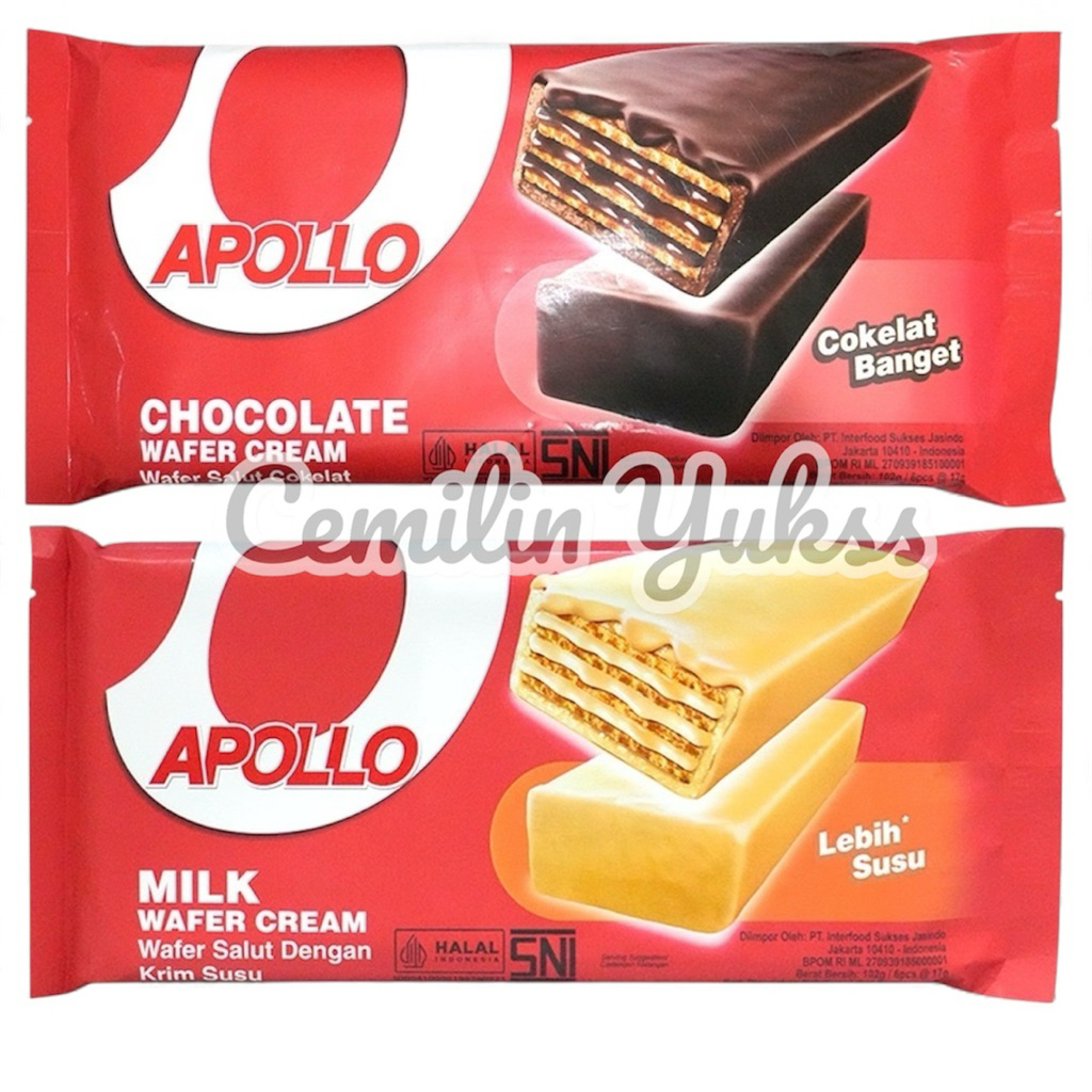 Apollo Wafer Milk Cream 102g Apollo Wafer Chocolate Cream 102g Wafer Walut Coklat Wafer Salut Susu