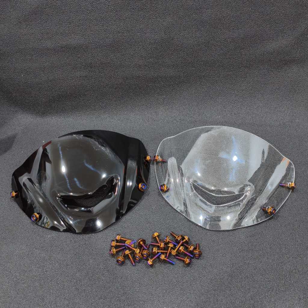 Visor Fizr 125z Jupiter z1 Hitam & Bening Plus Baut Probolt Stainless Blue Gold Visor Fizr Plus Baut