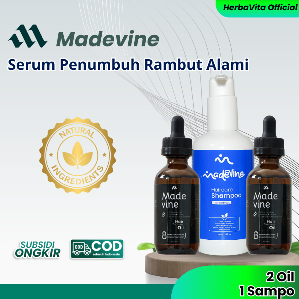 Paket 2 Madevine Hair Oil & 1 Shampoo Penumbuh Rambut Wanita Original