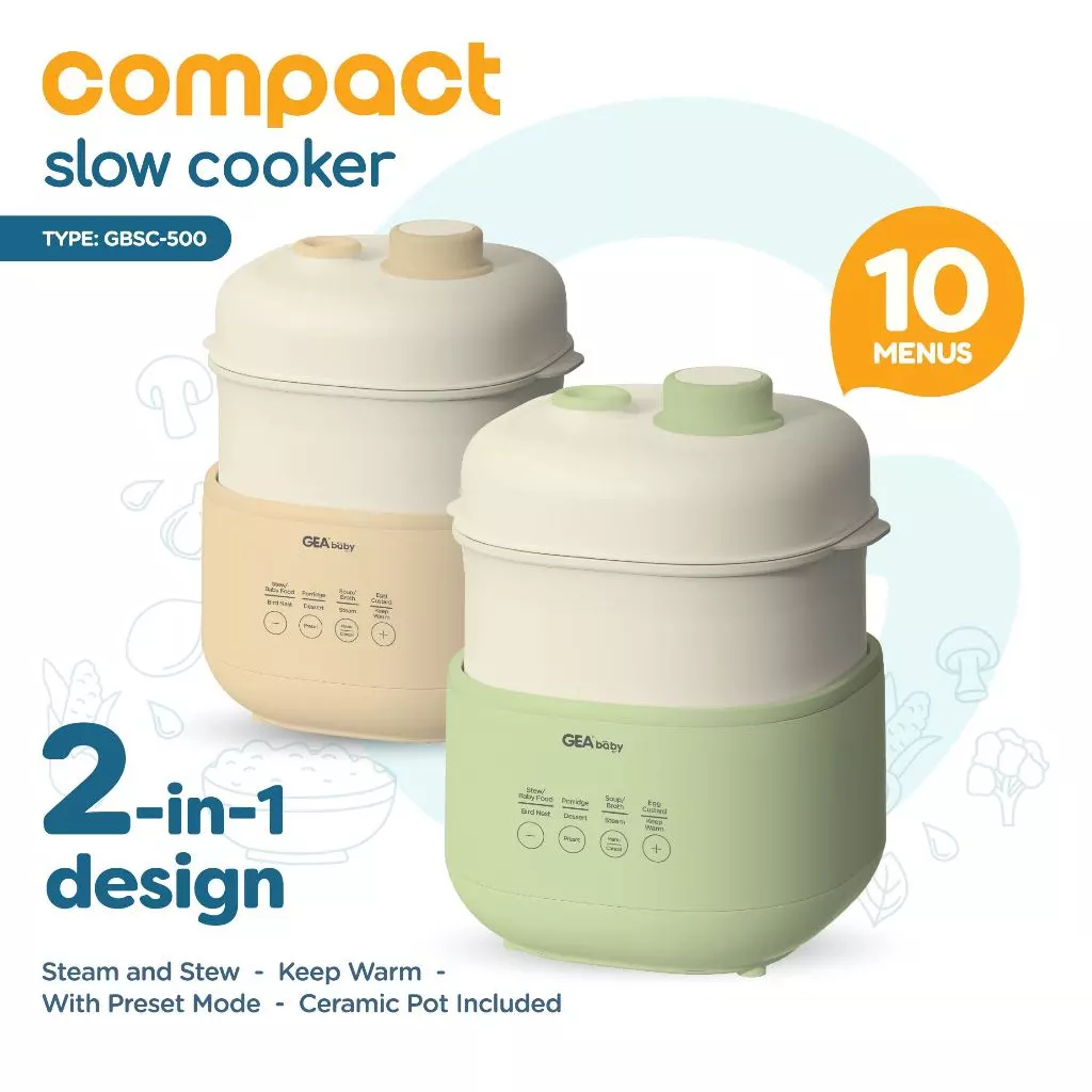 GEA Baby Compact Slow Cooker GBSC-500 - Kukus Makanan Bayi [BOGOR]
