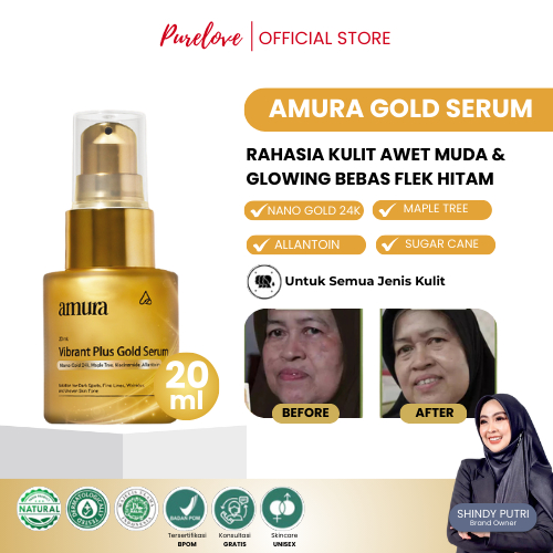 Amura Skincare Gold Serum Mencerahkan Menghilangkan Flek Hitam Penuaan Dini