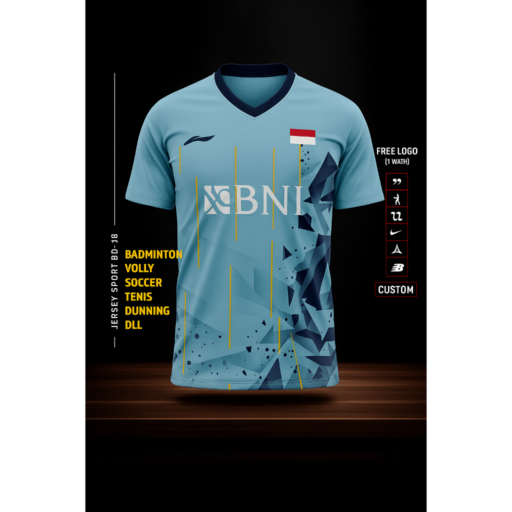 Baju Badminton L261 BNI / Baju Badminton dewasa / atasan Badminton