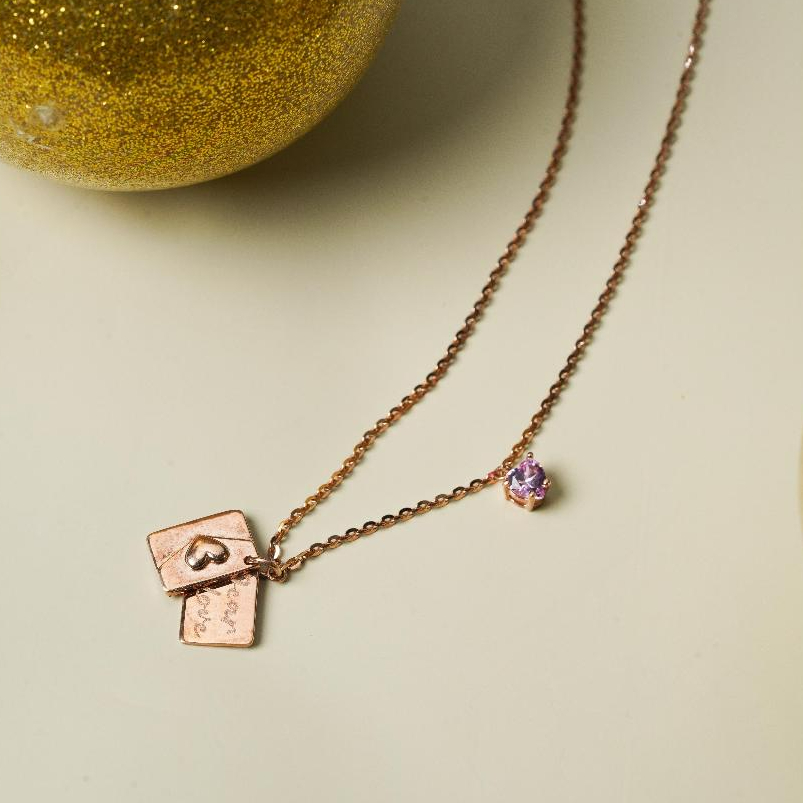 ILY GOLD Kalung Emas 9K Model Surat Rose Gold 00003712