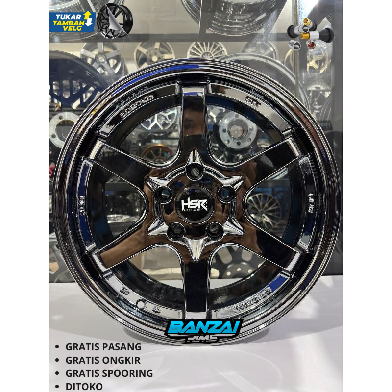 Velg Racing Hsr Sty Ring 17 Warna Black chrome Chrome Cocok Untuk Mobil Hrv Crv Innova Xpander