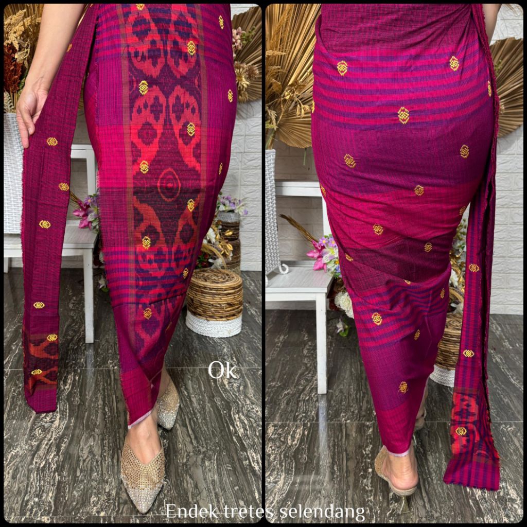 Kamen lembaran Endek Dobol tretes + Selendang