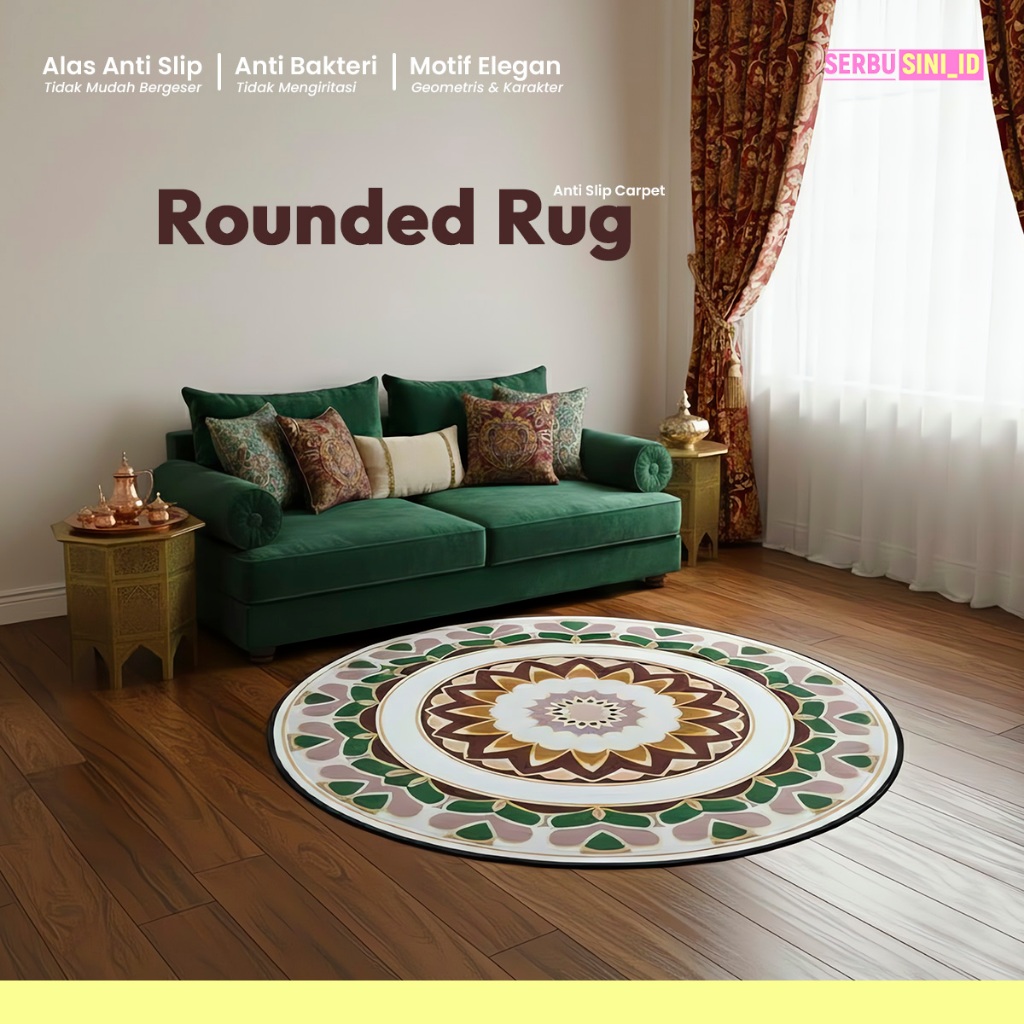 SERBU SINI Karpet Lantai Bundar Aeshtetic 120X0CM Karpet Bundar Karakter Karpet 3D Anti Slip
