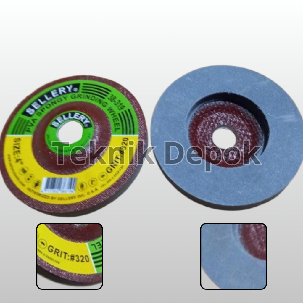 PVA Spongy Grinding Wheel Grit 320 Sellery Gurinda Spons Batu Gerinda Poles 4 inch Grade #320 Diamet