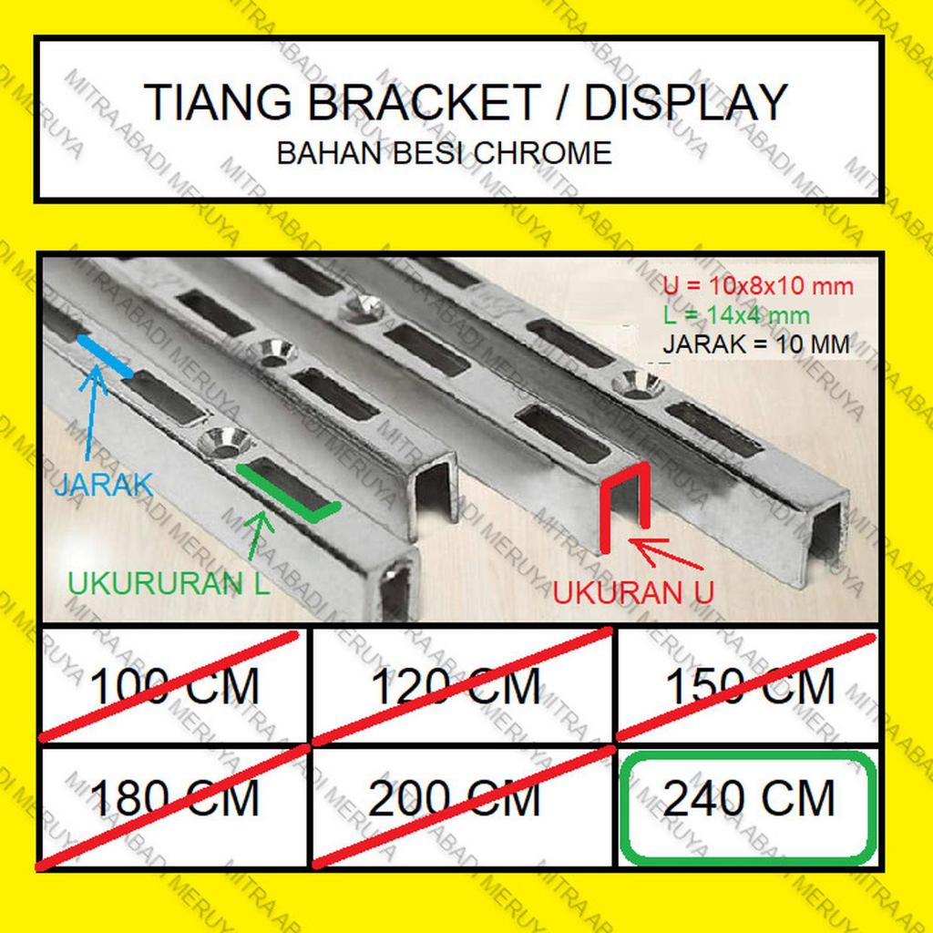 Tiang Bracket 240 cm Rel Bracket Tiang Rel Breket Display