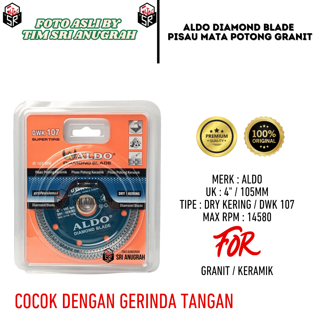 ALDO DWK 107 DRY KERING Mata Pisau Potong Granit Keramik Mesin Gerinda Tangan
