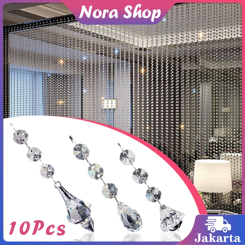 Isi10 Tirai Manik Kristal Mengkilap Tirai Crystal Acrylic Tirai Manik Kristal Kaca
