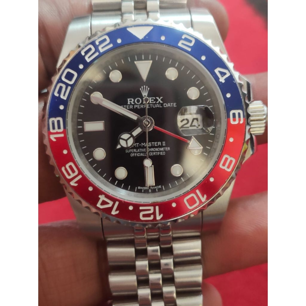 Jam tangan automatic gmt master pepsi bezel ceramicl mulus