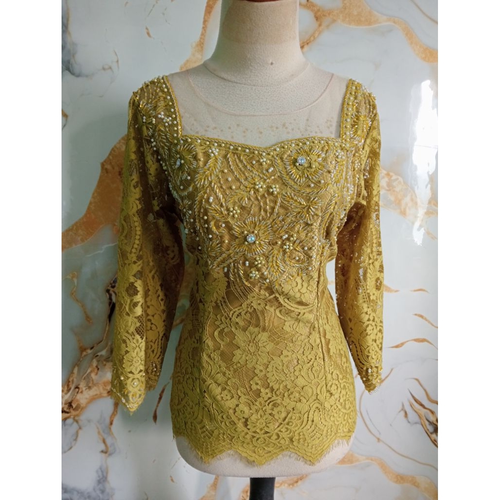 atasan kebaya warna hijau pupus ld 102-104