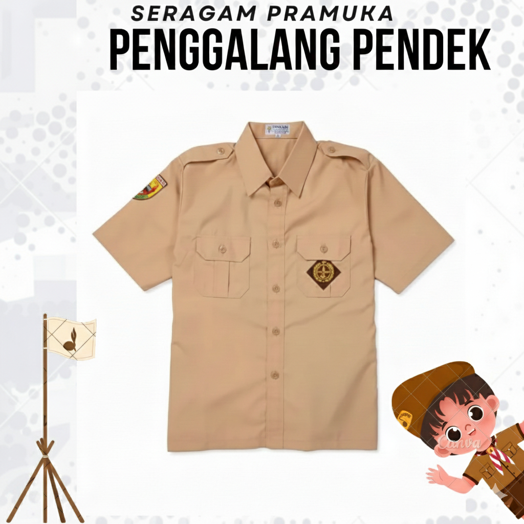 Baju Pramuka Lengan Pendek Merk Perintis – Seragam Sekolah SD SMP SMA Laki-laki