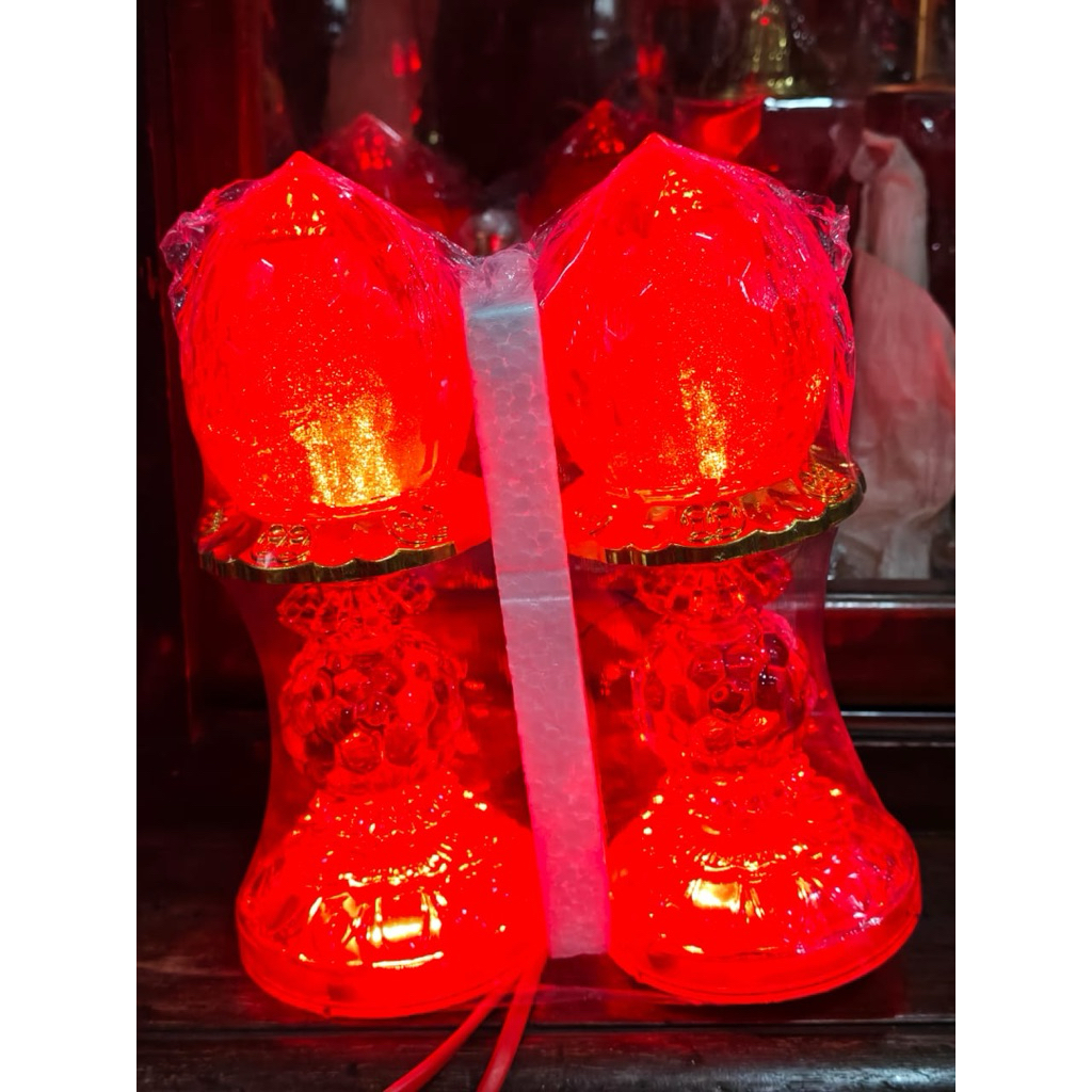 Lampu sembahyang LED merah B88-1 model kristal