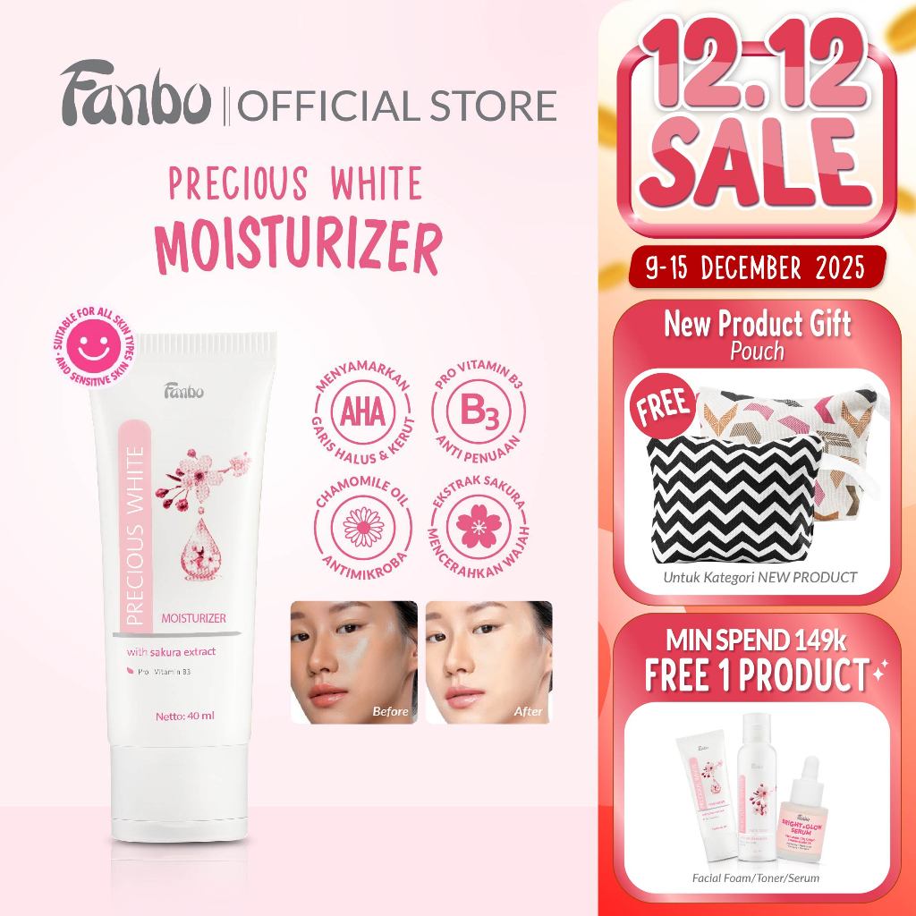 Fanbo Precious White Moisturizer (DP) - Pelembab Pencerah Anti Kusam- mengandung ekstrak sakura dan 