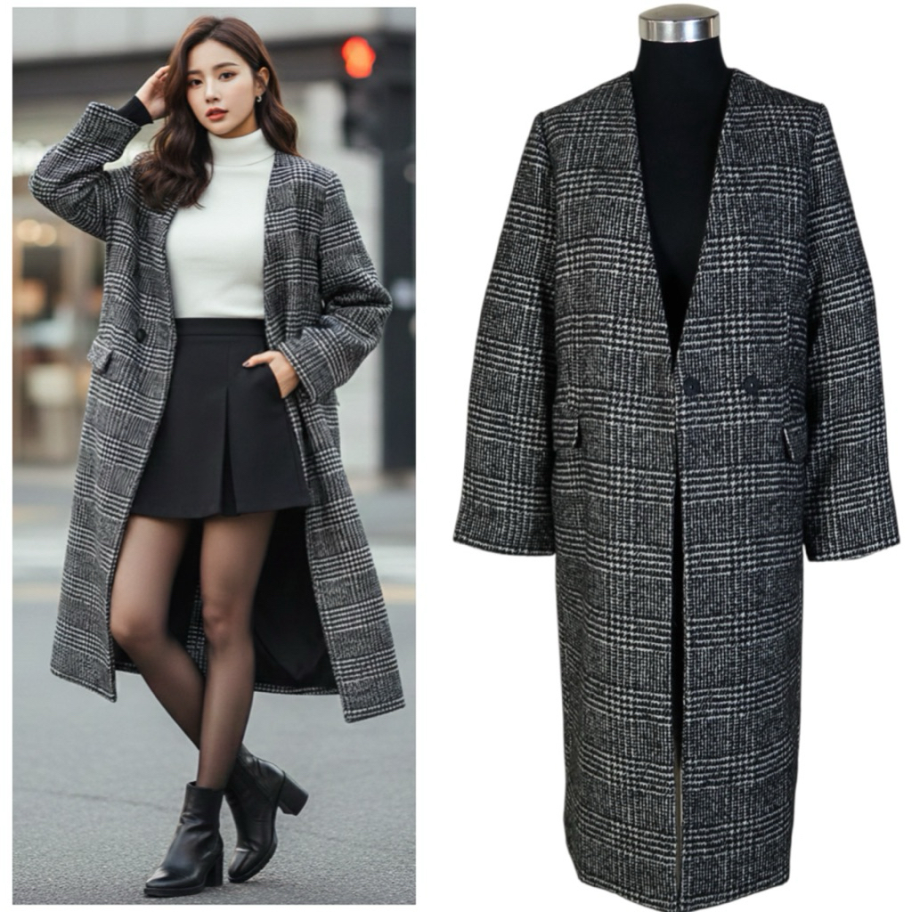 Women houndstooth wool coat brand Sense of place