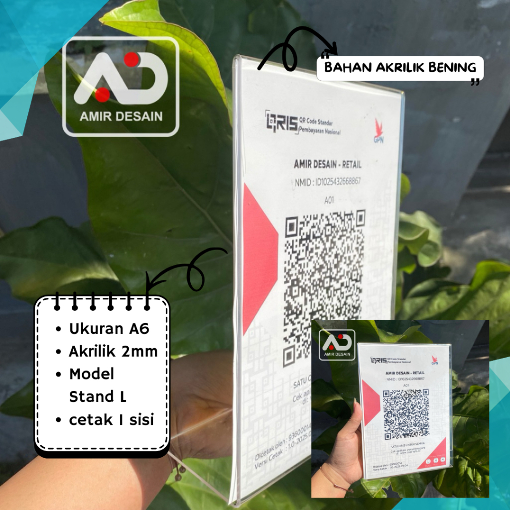 Stand Display Akrilik QRIS /Stand Display Akrilik A/Stand Display Akrilik meja/Stand Display Akrilik