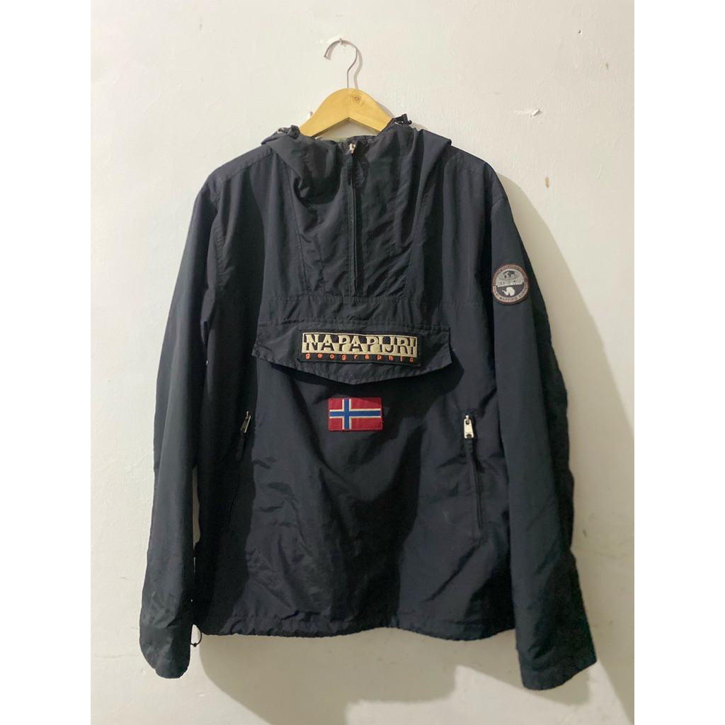 Jaket Napapijri Rainforest Summer Black Cagoule Double Pocket