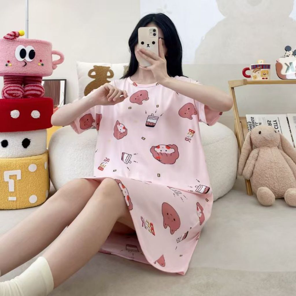 DASTER IMPORT WANITA LUCU MOTIV/PIYAMA IMPORT KAOS SPANDEK/DASTER KAOS IMPORT TEBAL MOTIV LUCU