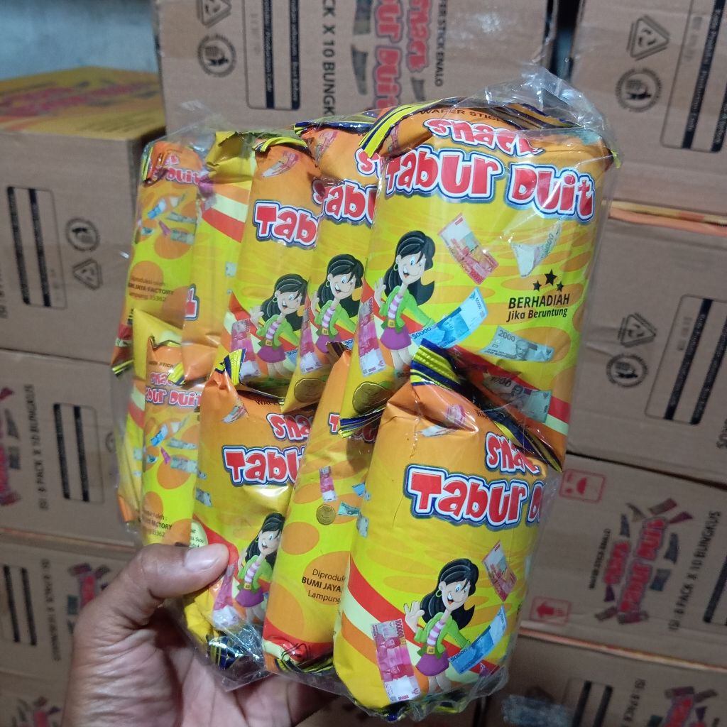 chiki tabur duit isi 10pcs/pak chiki lezat berhadiah uang melimpah
