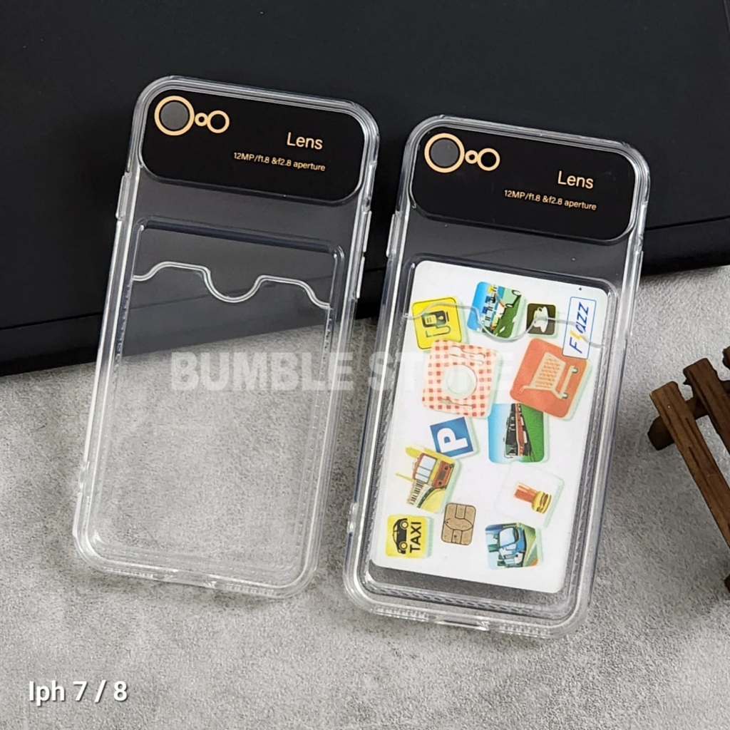 Case Clear Case Slot Kartu Big Lens Kamera / Card Case Bening iPhone 7 iPhone 8 iPhone 7 Plus iPhone