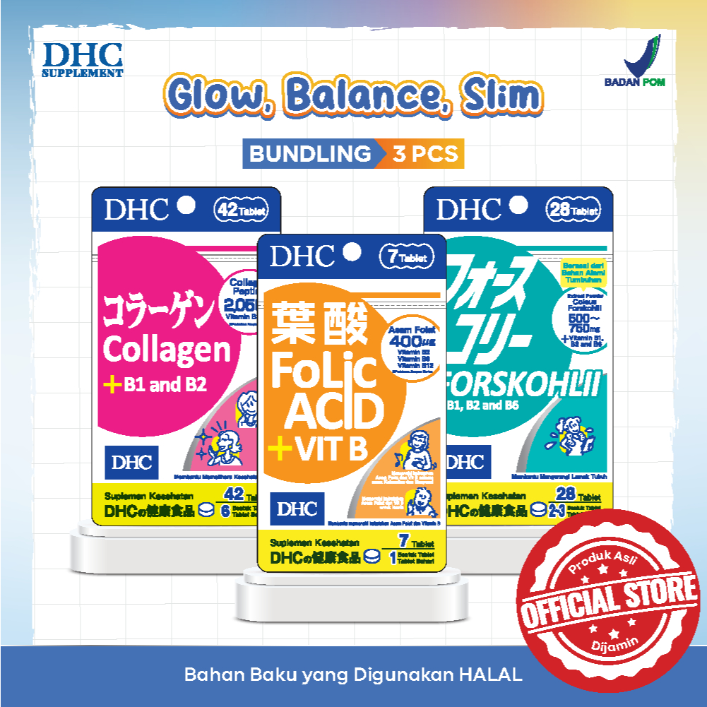 Paket Bundling DHC Collagen, DHC Folic Acid, DHC Forskohlii