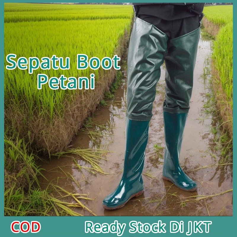 Sepatu Boot Panjang Petani Sawah / Sepatu Boots Sawah Panjang Karet Hijau 80cm Anti Air dan Anti Keo