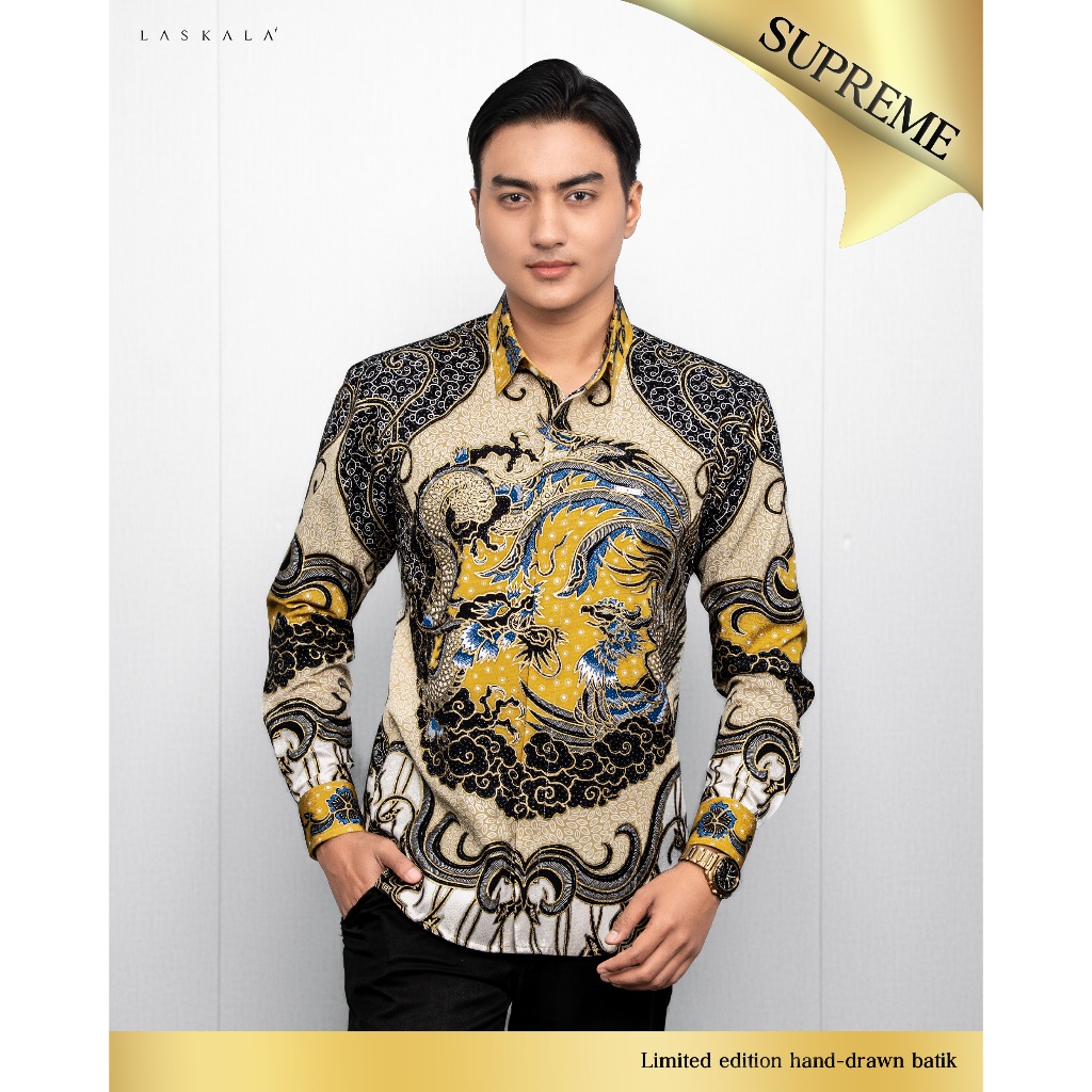 Laskala Batik Premium Narapati Kemeja Batik Tulis Pria Slimfit Lengan Panjang