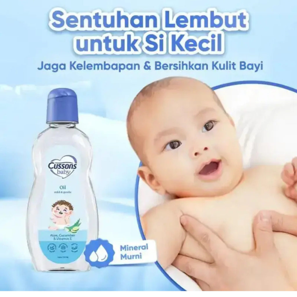 Cussons Baby Oil Mild & Gentle Aloe Cucumber 100ml Ekstra – Minyak Bayi Melembapkan & Menyegarkan Ku