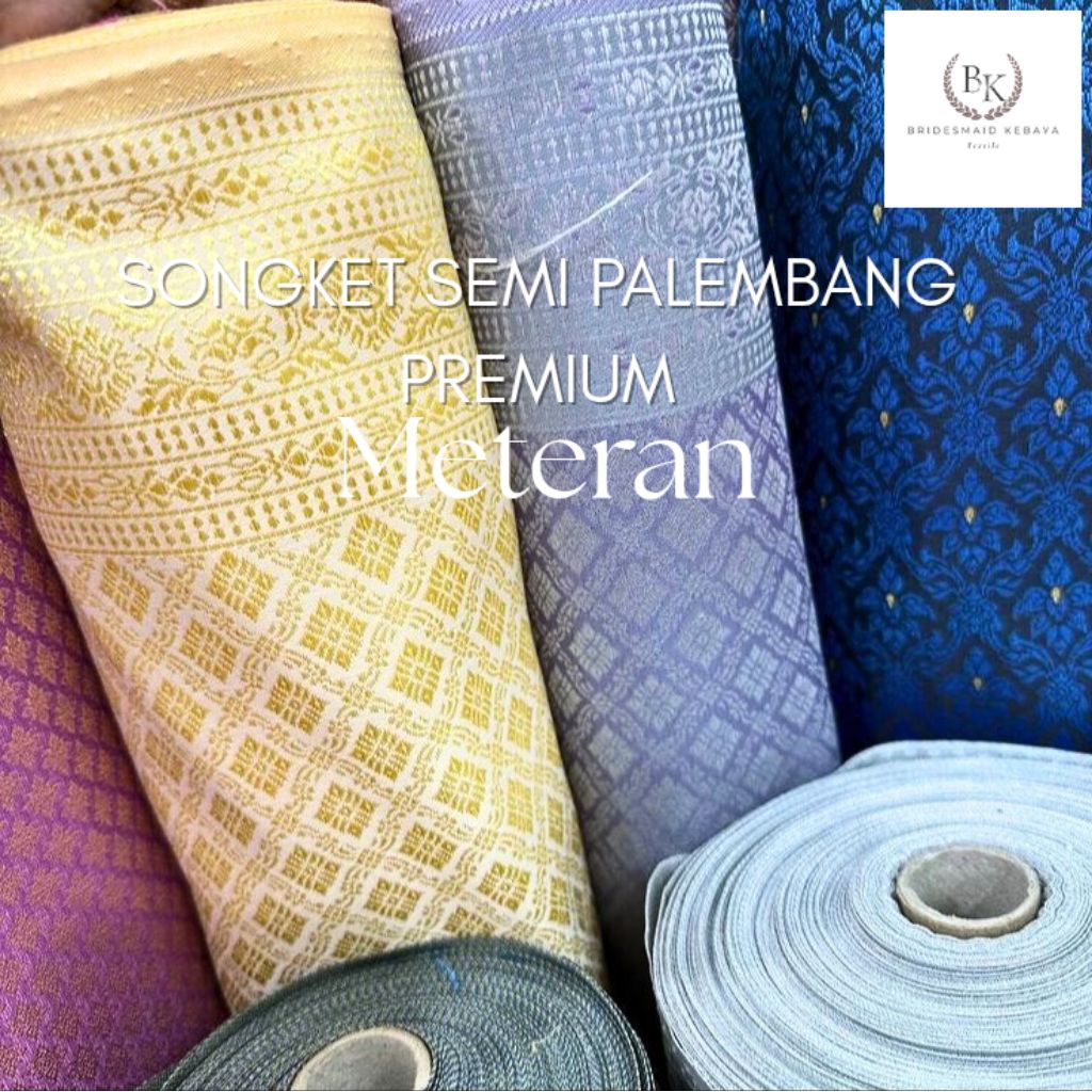 BAHAN SONGKET SEMI PALEMBANG Meteran Bakal Kain Tenun Songket Mesin Meteran Bahan Rok Songket Metera