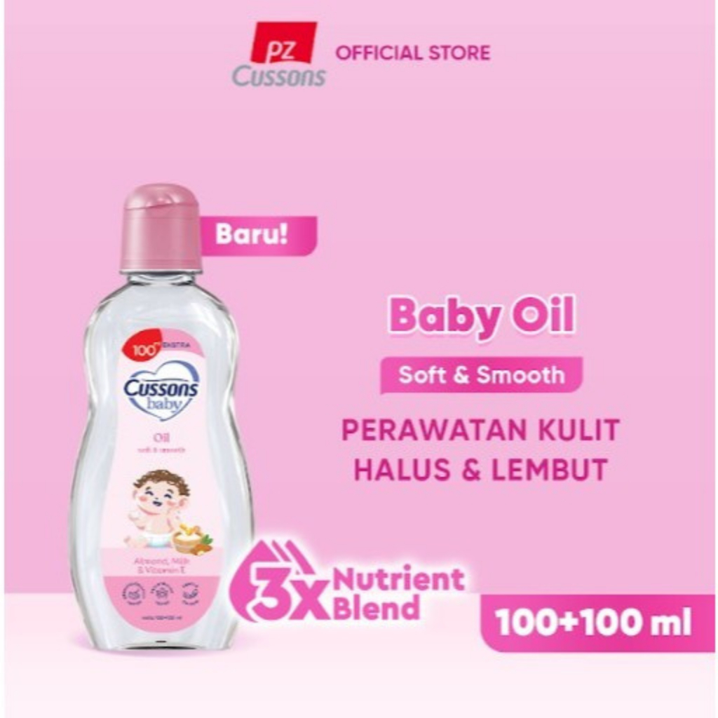 Cussons Baby Oil Soft & Smooth Almond 100ml Ekstra – Minyak Bayi Melembapkan & Menutrisi Kulit