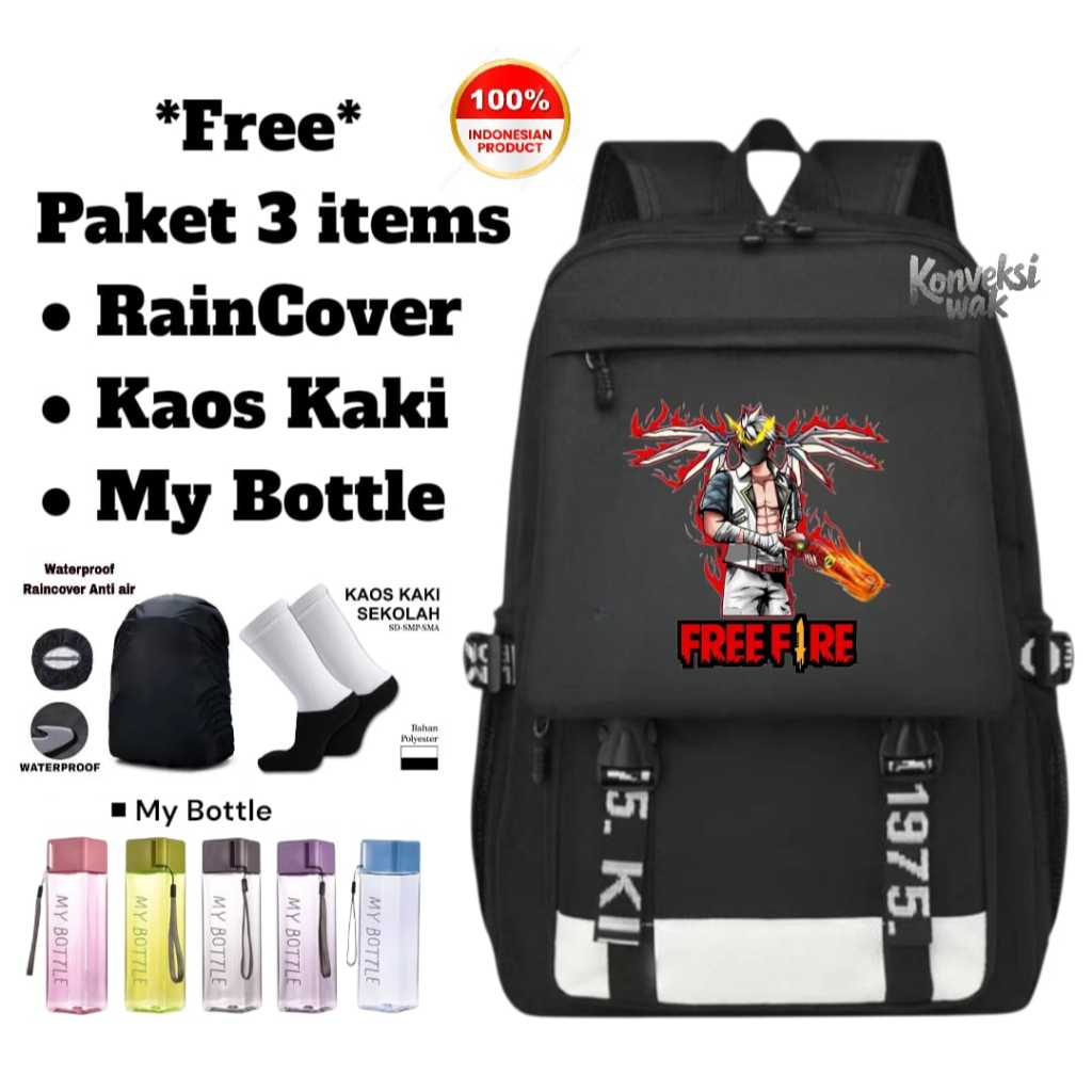 Tas Ransel Anak Import Kekinian - Tas Ransel Anak Sekolah Laki-laki TK-PAUD-SD karakter [[ FREE FIRE