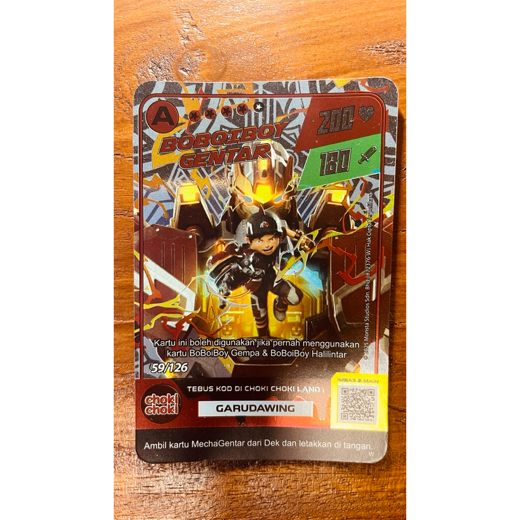 Choki choki Monsta Galaxy card boboiboy gentar