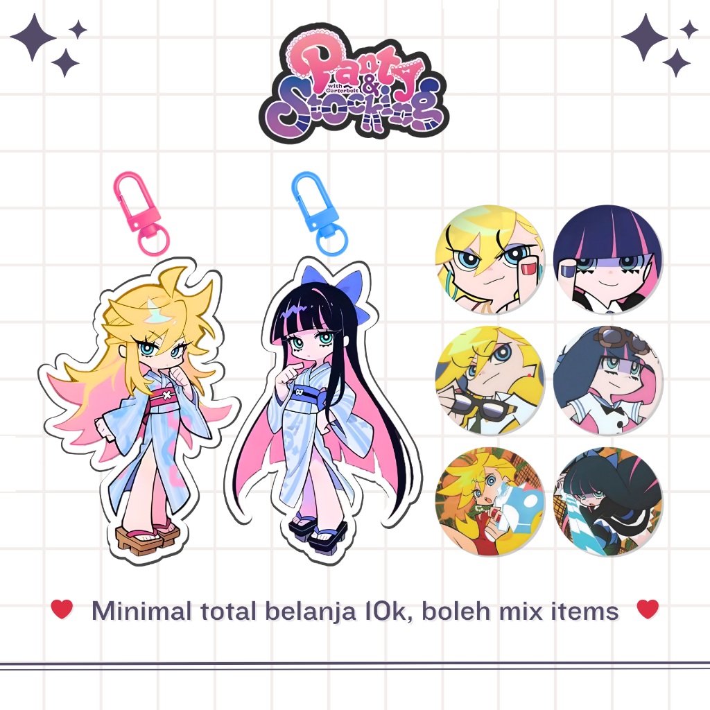 PANTY AND STOCKING WITH GARTERBELT MERCH | GLITTERY PIN | ACRYLIC KEYCHAIN | GAME | ANIME MERCHANDIS