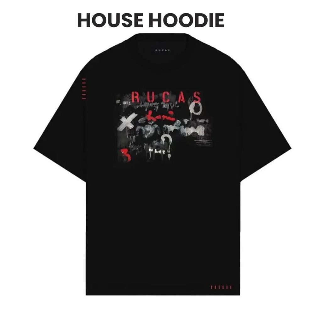 HOUSE HOODIE - RUCAS T-shirt Baju Kaos RUCAS Letter Pria Distro Original 100% Hitam Katun 24s Premiu