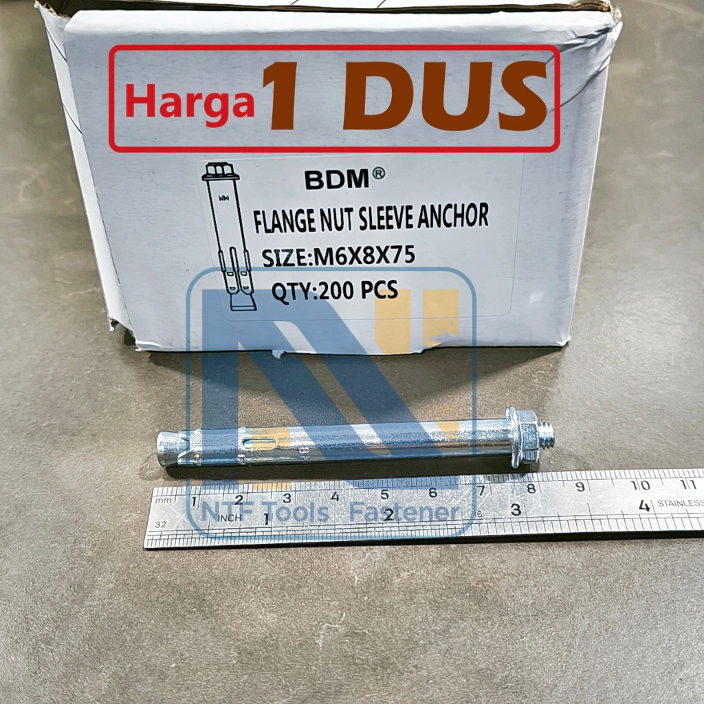 1xDus Baut Dynabolt M8x80 Putih Dinabolt Tanam Tembok Bracket Set 8 x 80 BDP08