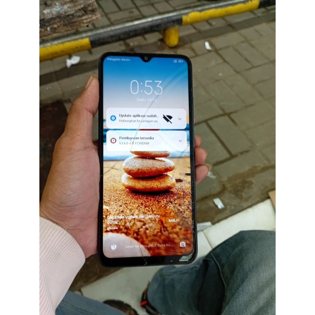 (sold)sudah lebih baik lcd dan frame redmi 12 c ori copotan glas retak