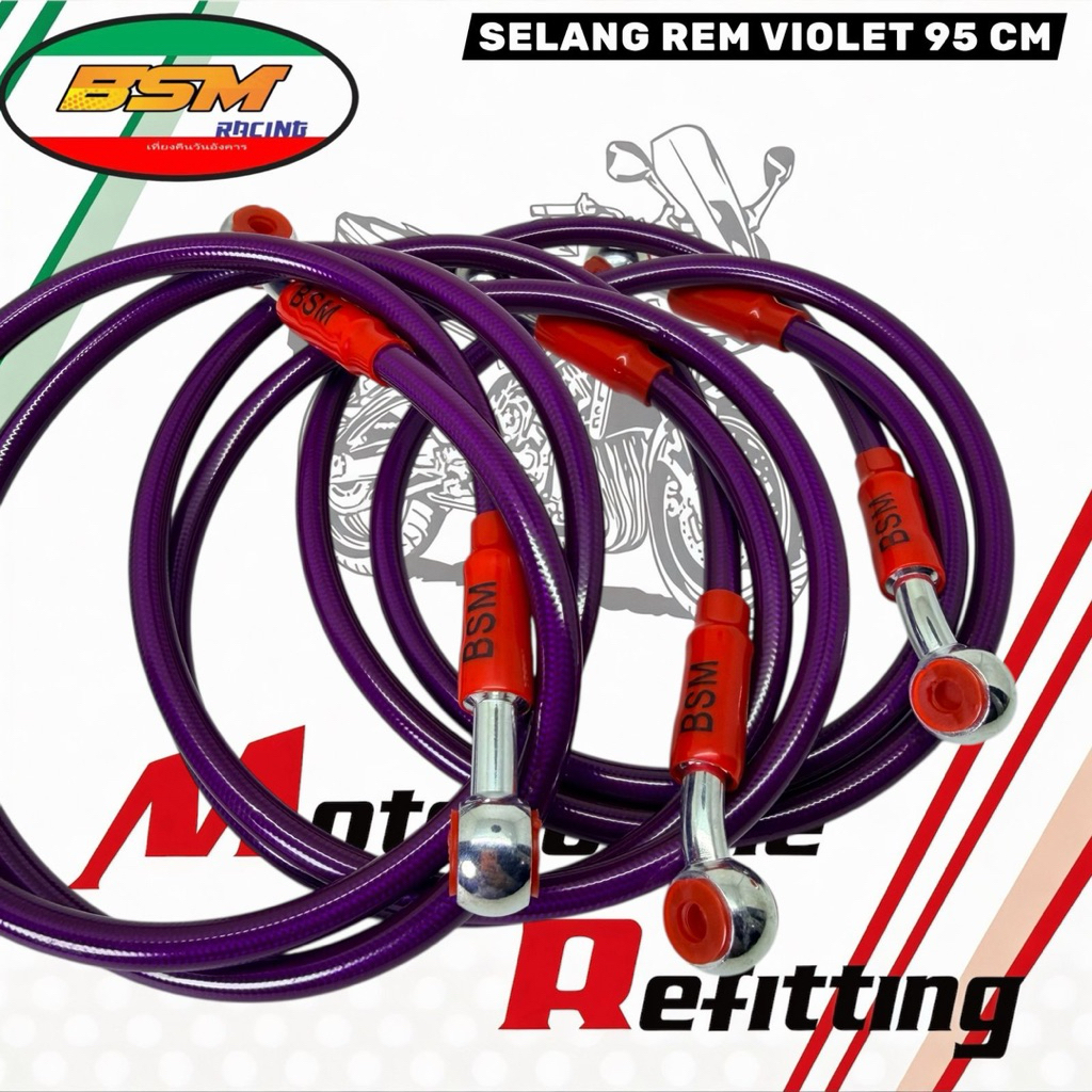 Selang Rem Variasi Depan / Tali Kabel Rem Cakram Depan Brake Line Serat Karbon Ukuran 90/95cm Jupite