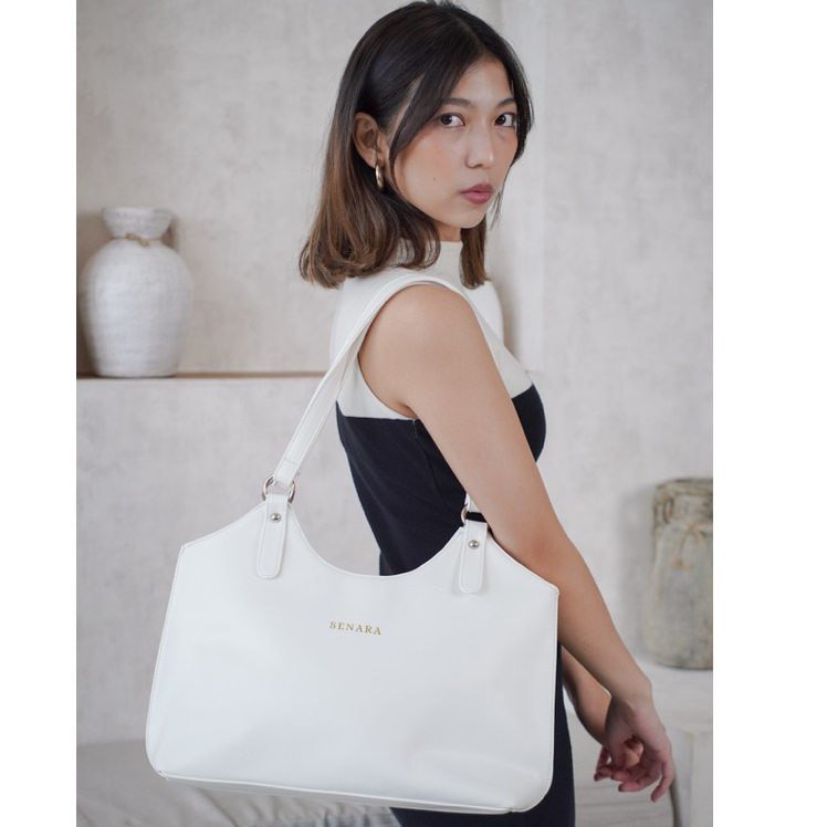 Cecillia – Totebag Kerja Wanita | Tas Besar Kulit Premium Muat Laptop 14