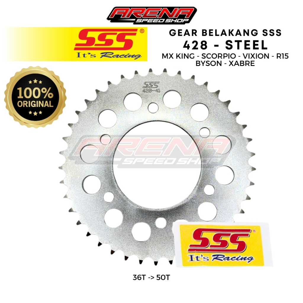 SSS Gear Belakang 428 MX King Gir Belakang SSS Scorpio R15 Vixion Byson Xabre 428 36 - 50T