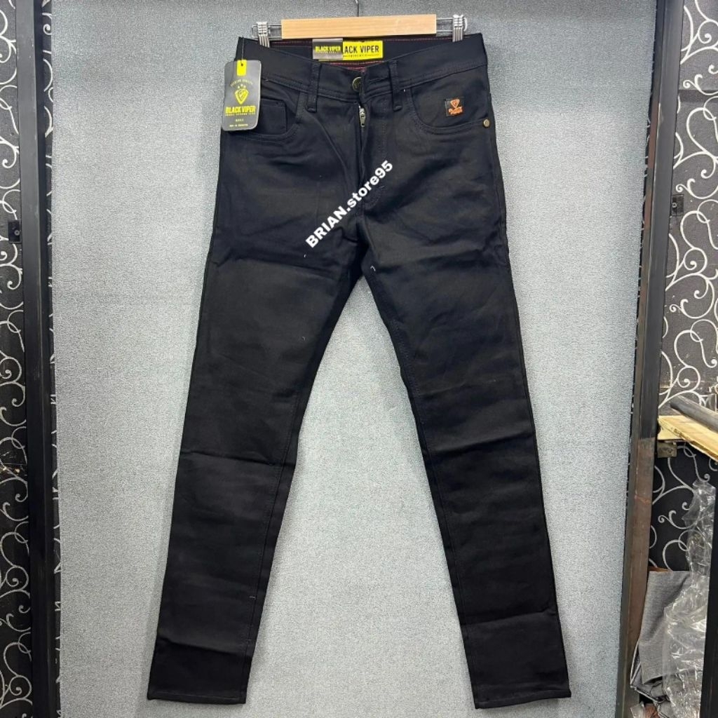 Celana jeans pria panjang polos/ celana pria polos item pekat/ celana black viper hitam naomi/ celan