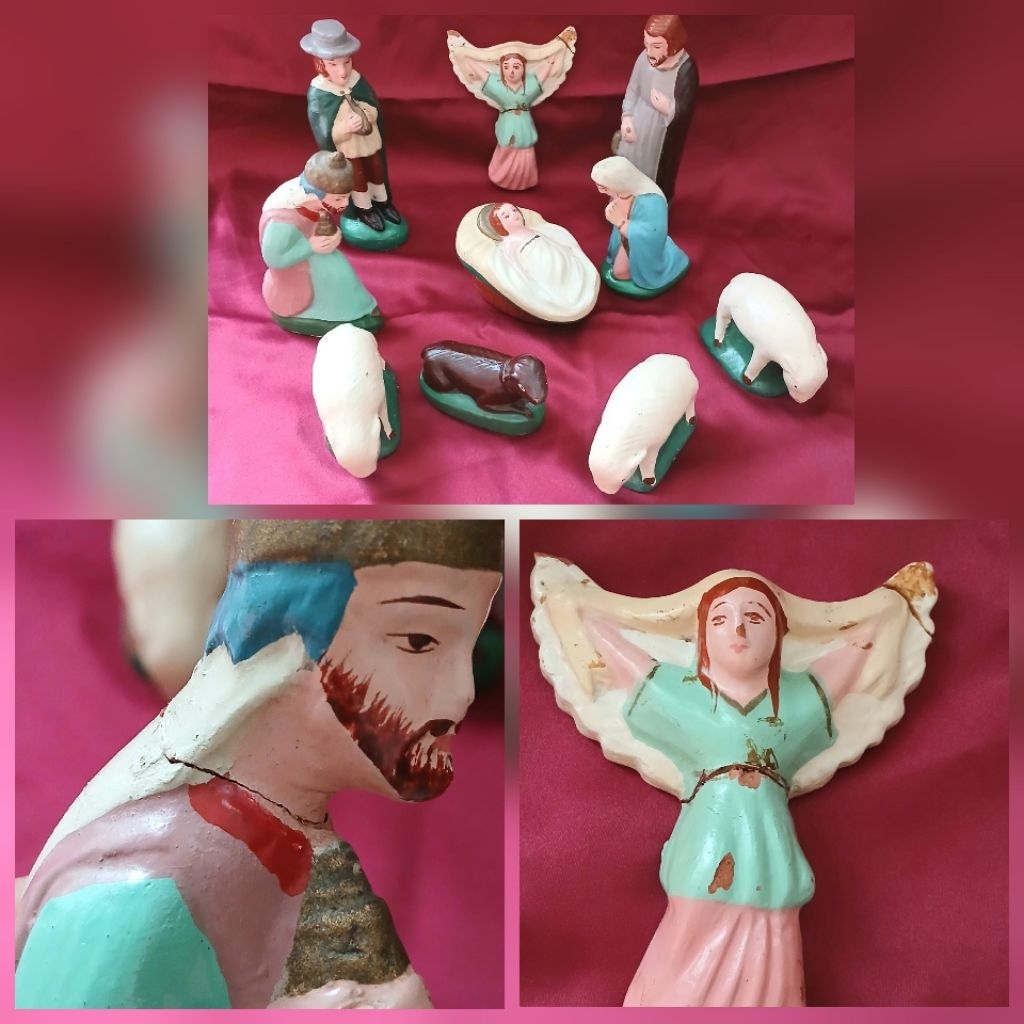 Patung Natal tanah liat set, pre-owned