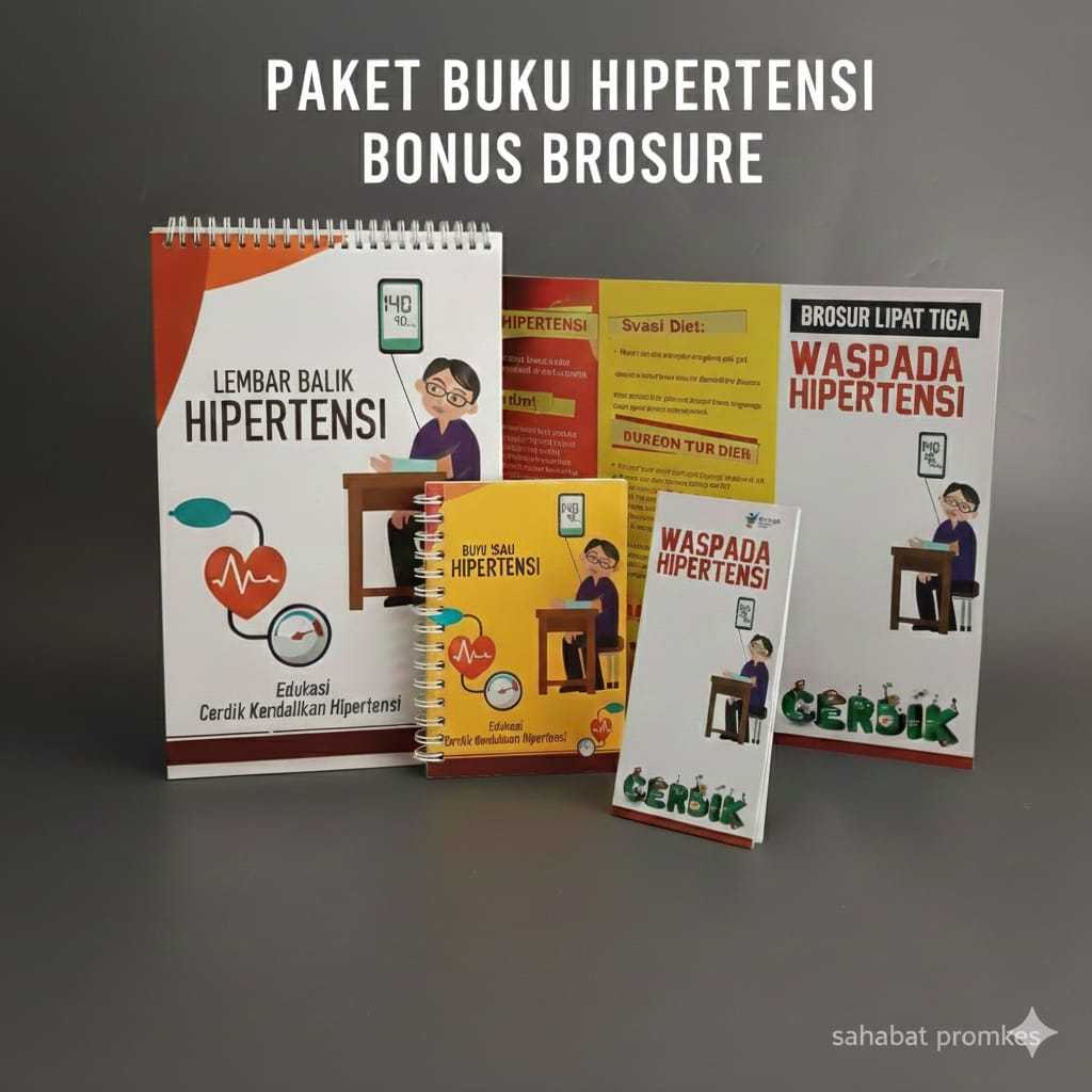 PAKEt HEMAT LENGKAP  Buku Lembar Balik Hipertensi - Buku Saku Hipertensi - Edukasi -Bonus Leaflet
