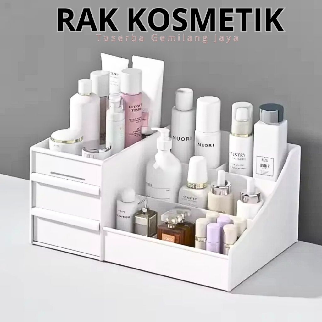 Toserba Gemilang Jaya _ Rak Kosmetik Meja Serbaguna | Cosmetic Storage Box | Kotak Laci Kosmetik Aks