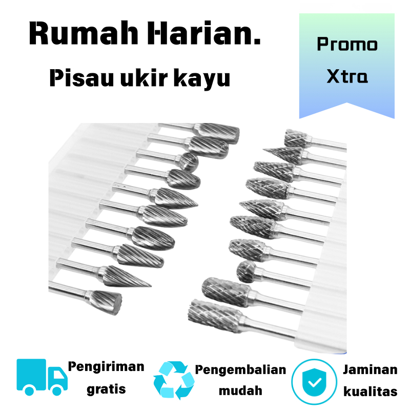 Set 10 Pisau Ukir Kayu dengan Kotak, Alat Putar dan Penggiling Elektrik untuk Ukiran Kayu Detail