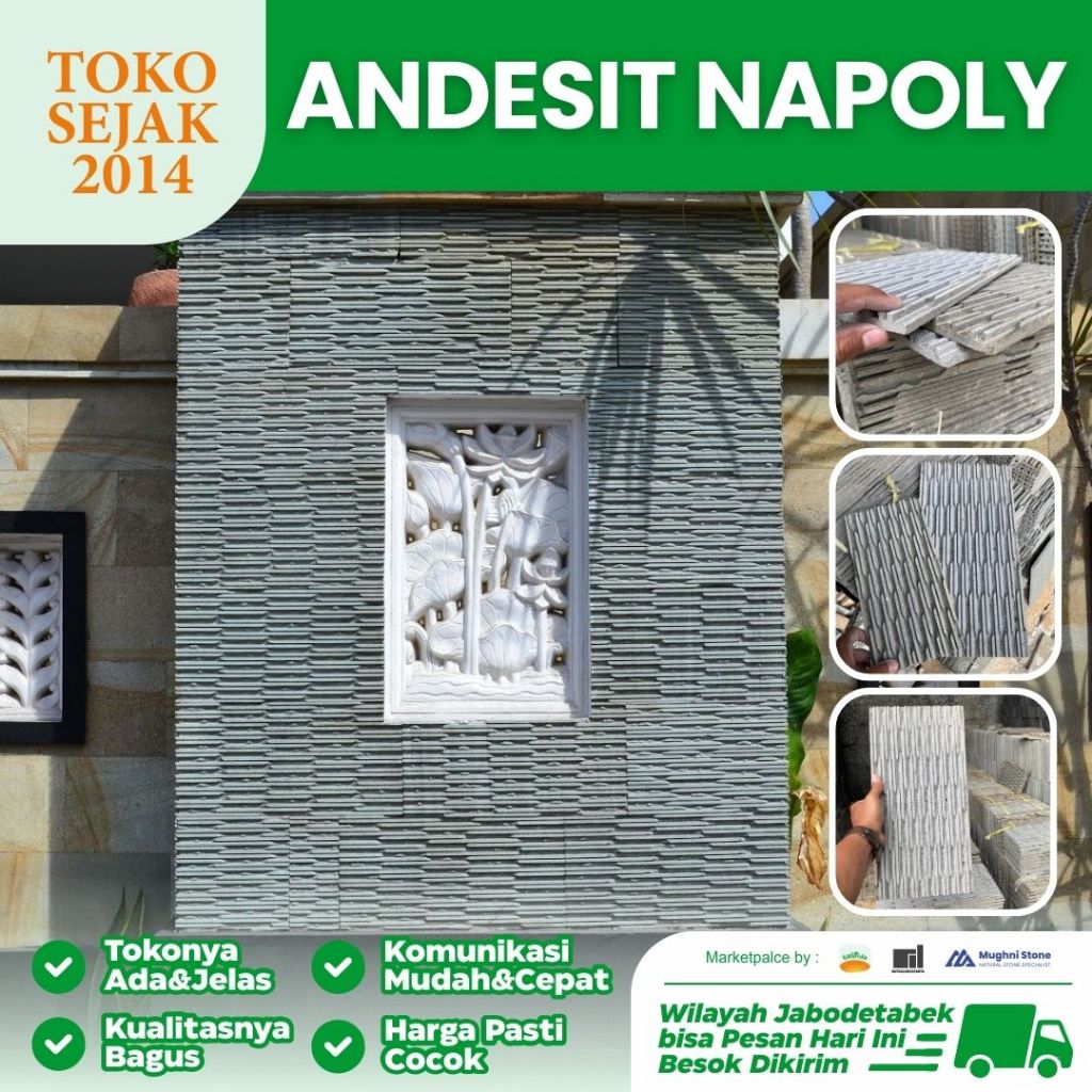Dekorasi Batu Alam Andesit Alur Napoly Paling Cocok untuk Dinding